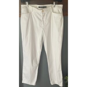 Lauren Ralph Lauren‎ Womens White Stretch Cotton Cropped Pants Size 12 NEW